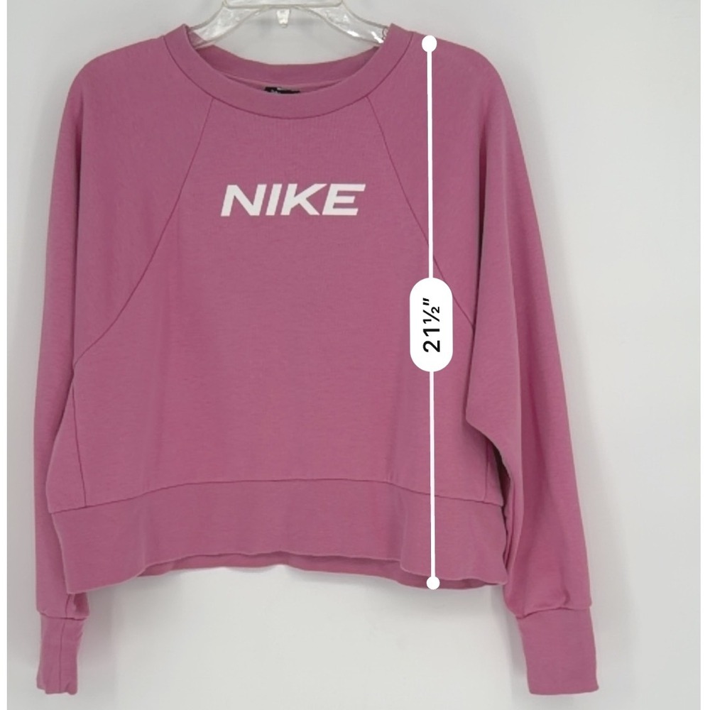 Nike Dri-FIT Cropped Sweatshirt Pink Long Sleeve Athletic Gym L Athleisure 93-08 - Picture 7 of 10